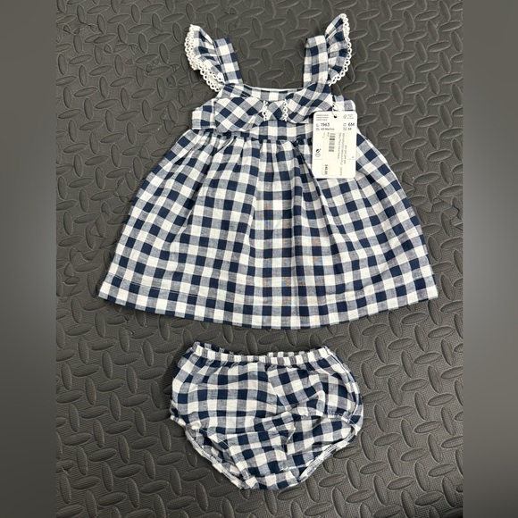 Mayoral Navy and White Gingham Kids Dress Set - Picture 2 of 6
